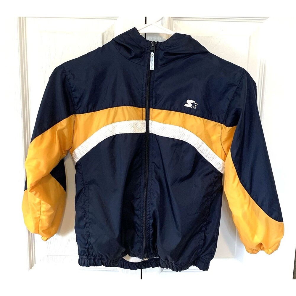 Starter Track Jacket Jr Boys 7 Hooded Nylon Polyester Lining Blue/Yellow/White